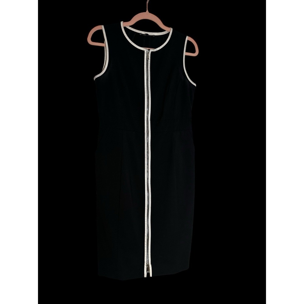 Lafayette 148 New York Black Sleeveless A-Line Zip Front Mini Dress 4 66982 - Picture 4 of 5